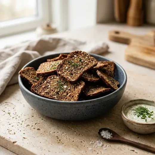Fotografie receptu Chipsy z žitného chleba z horkovzdušné fritézy