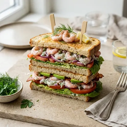 Fotografie receptu Club sandwich s krevetami