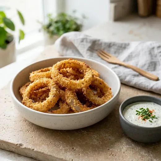 Fotografie receptu Obalované cibulové kroužky z horkovzdušné fritézy