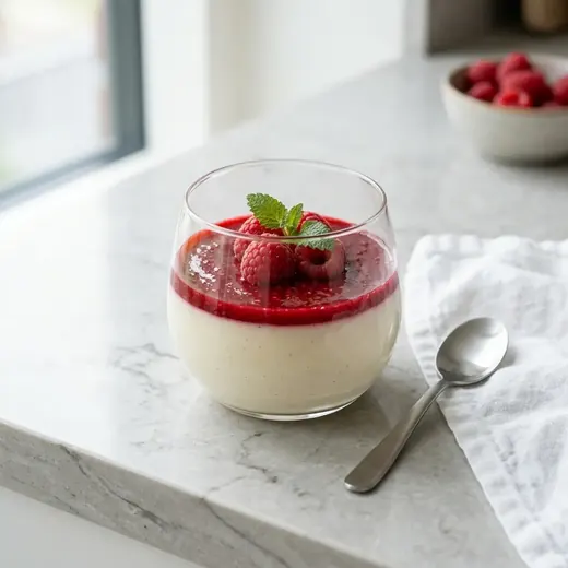 Fotografie receptu Panna cotta s malinami