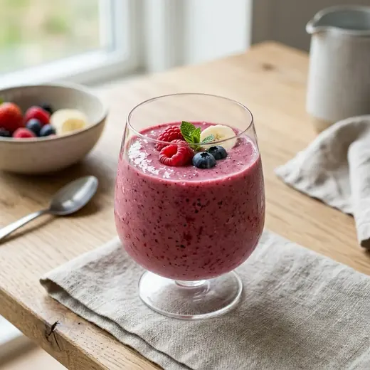 Fotografie receptu Smoothie s bobulovým ovocem a banánem