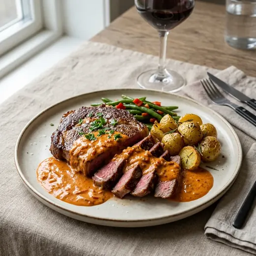 Fotografie receptu Steak s paprikovou omáčkou