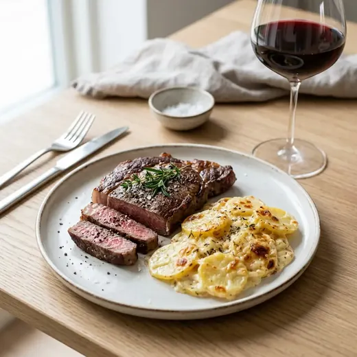 Fotografie receptu Steak se smetanovými bramborami