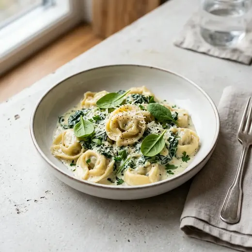Fotografie receptu Tortellini se sýrem a špenátem