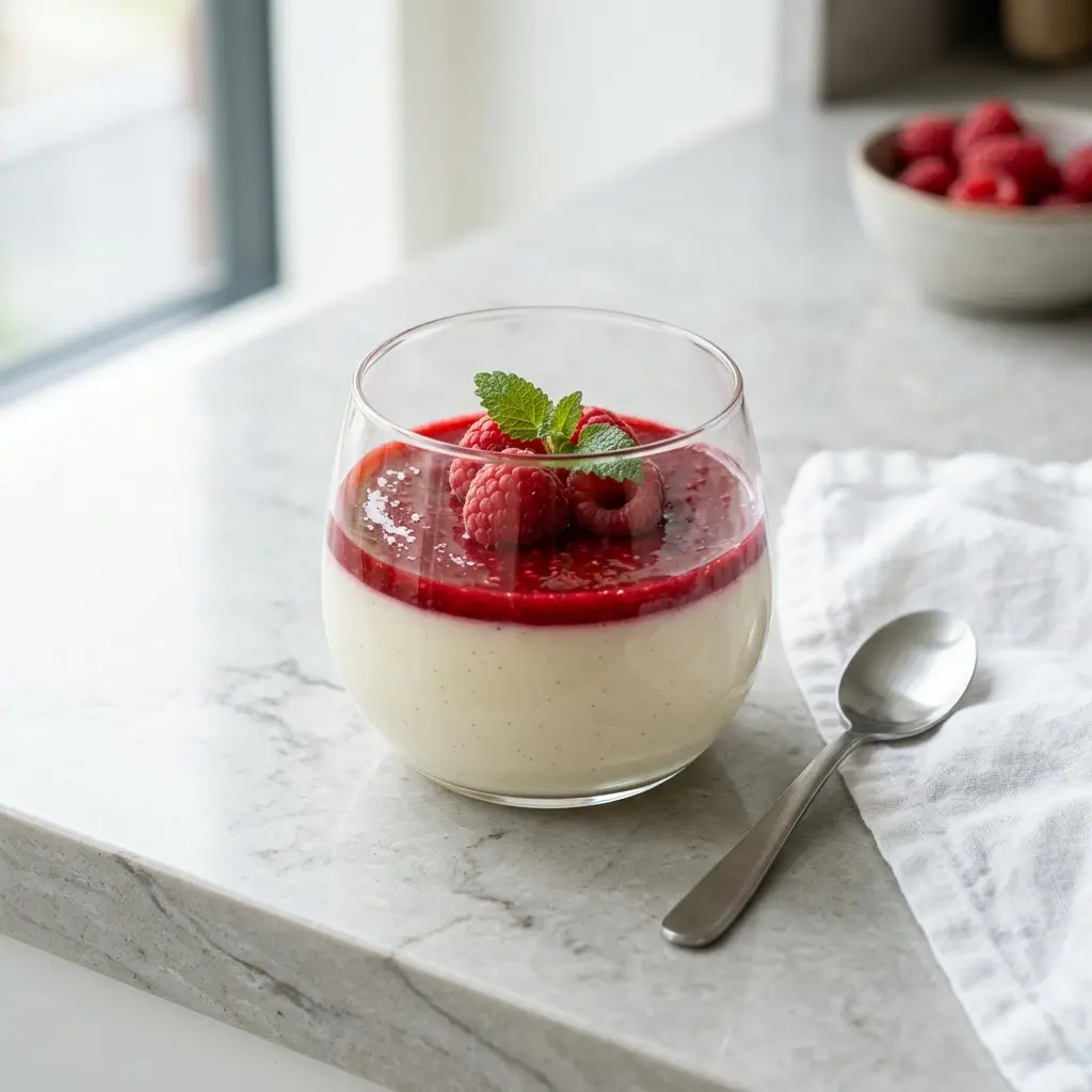 Fotografie receptu Panna cotta s malinami